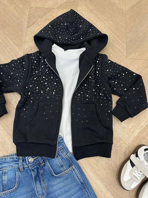 felpa strass nero