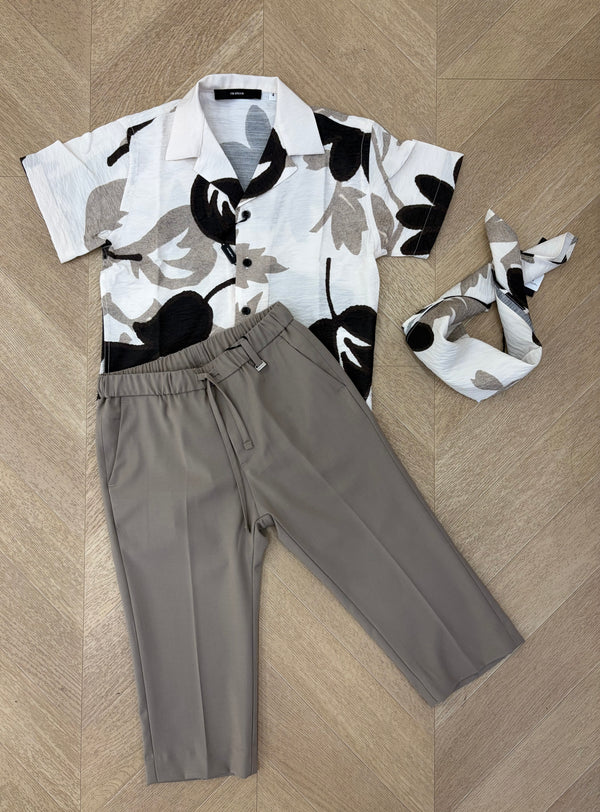 camicia hawaii marrone