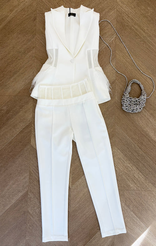tailleur piume bianco