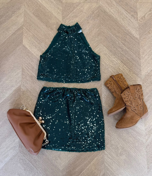 coordinato paillettes verde