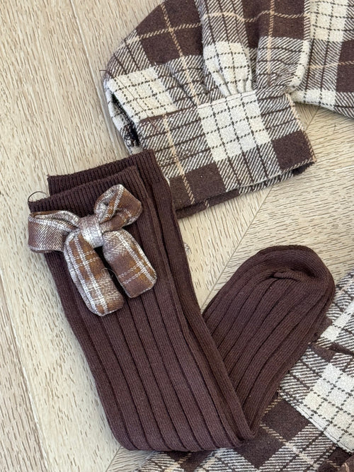 coordinato quadri marrone