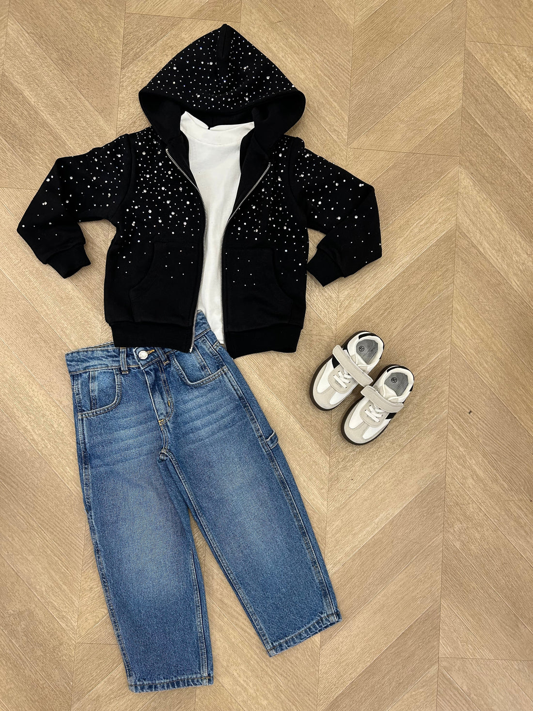 felpa strass nero