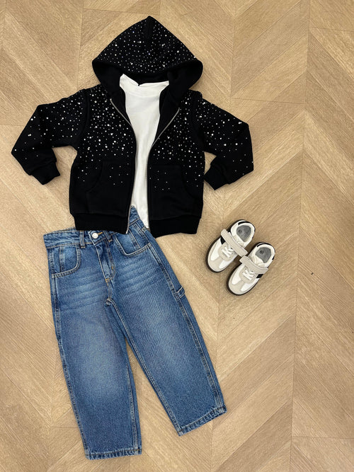 felpa strass nero