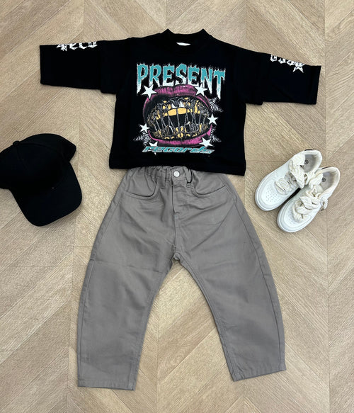 pantalone balloon grigio