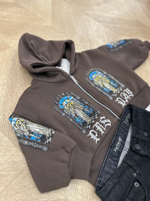 felpa zip sacris marrone