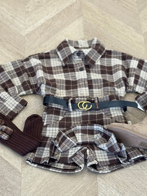 coordinato quadri marrone