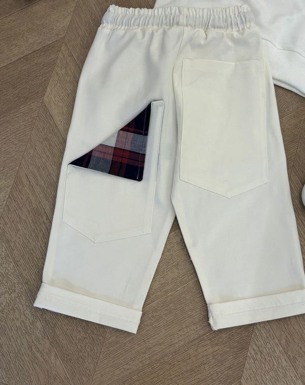 Pantalone bianco tasca