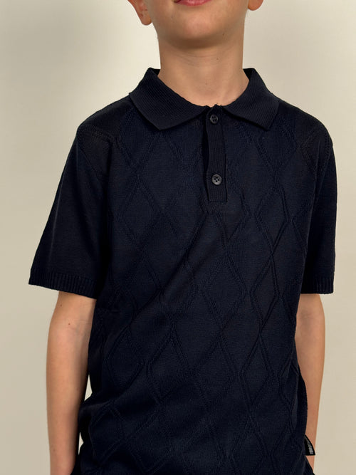 polo rombi blu