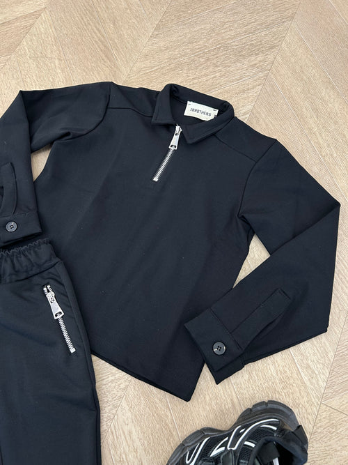 coordinato zip nero