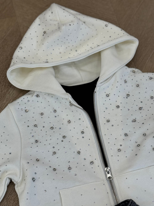 felpa strass bianca