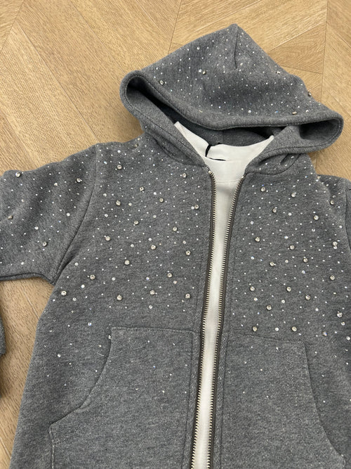 felpa strass grigia