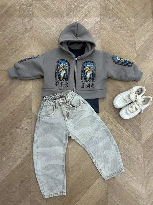 felpa zip sacris grigia