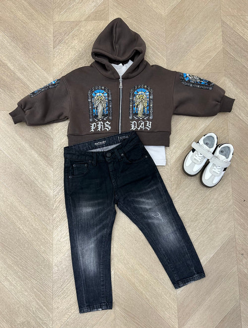 felpa zip sacris marrone