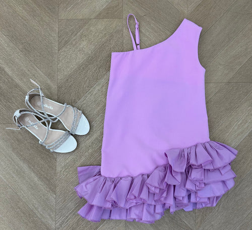 dress rouches glicine
