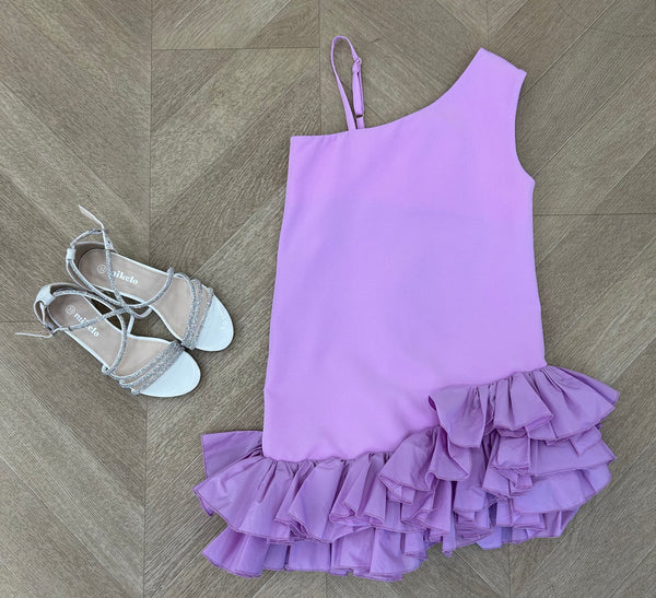 dress rouches glicine