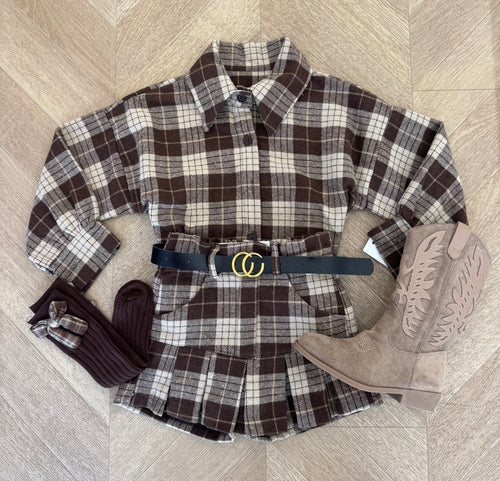 coordinato quadri marrone