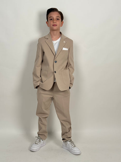 abito fiore beige
