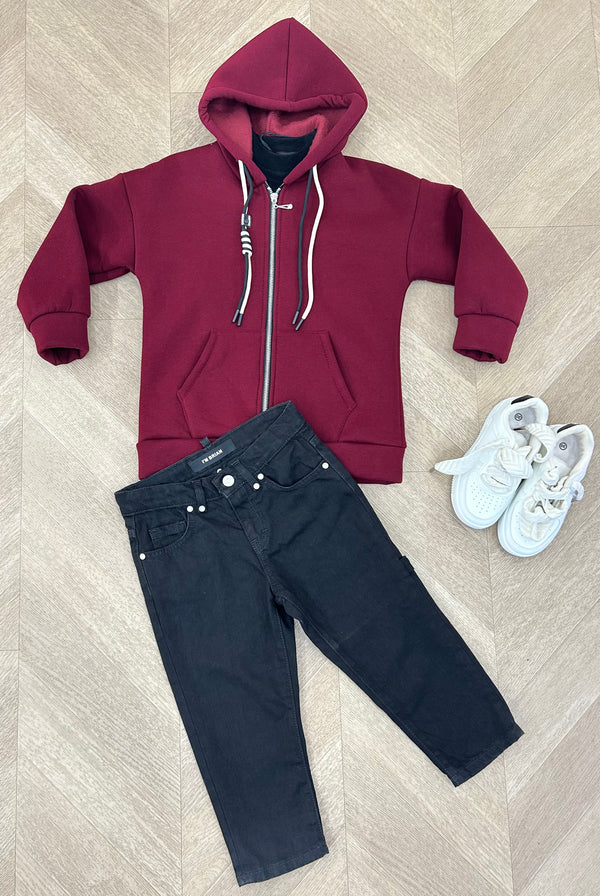 felpa zip laccio