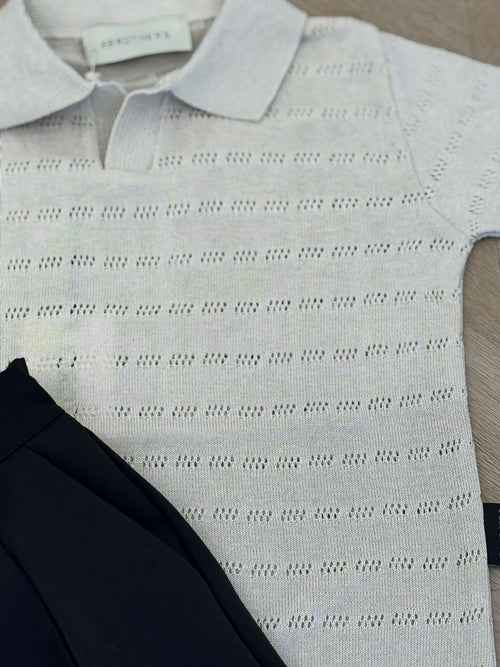 polo in filo beige