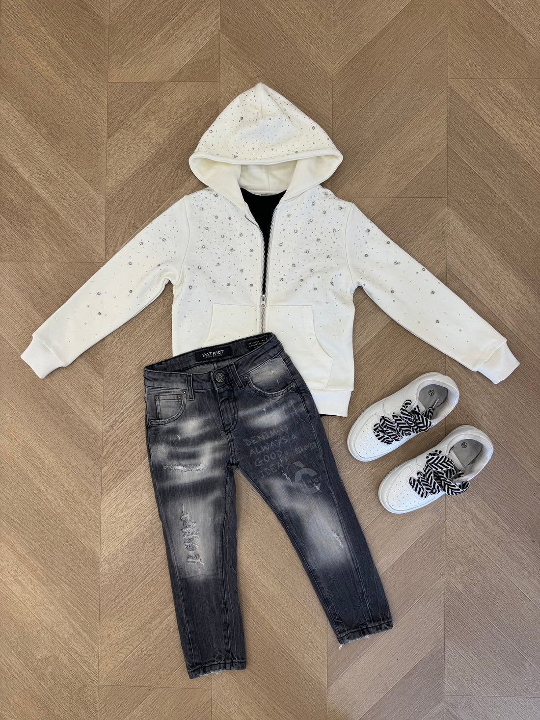 felpa strass bianca