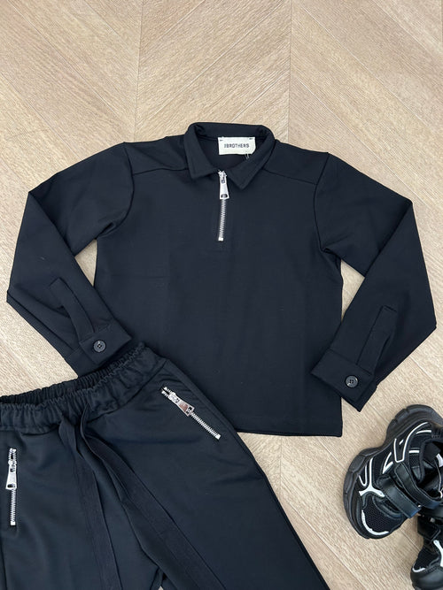coordinato zip nero