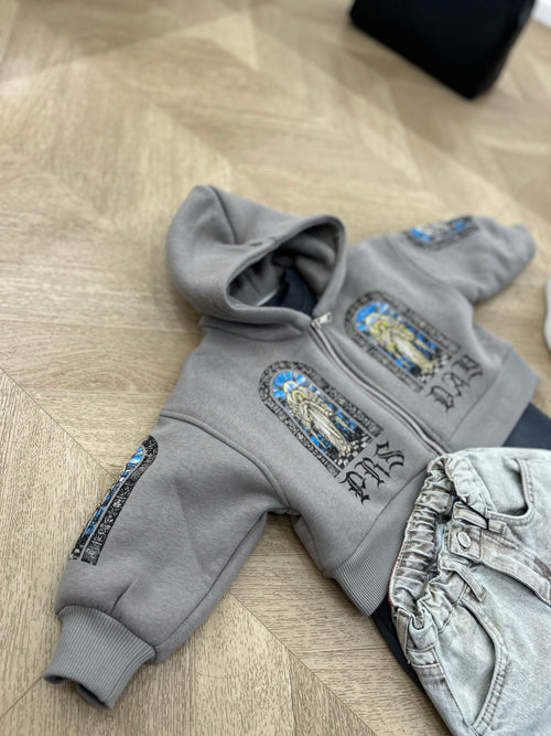 felpa zip sacris grigia