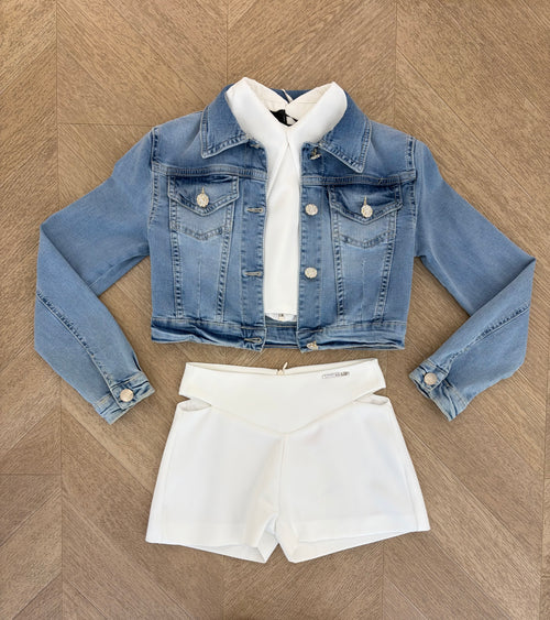 giubbino denim diamente