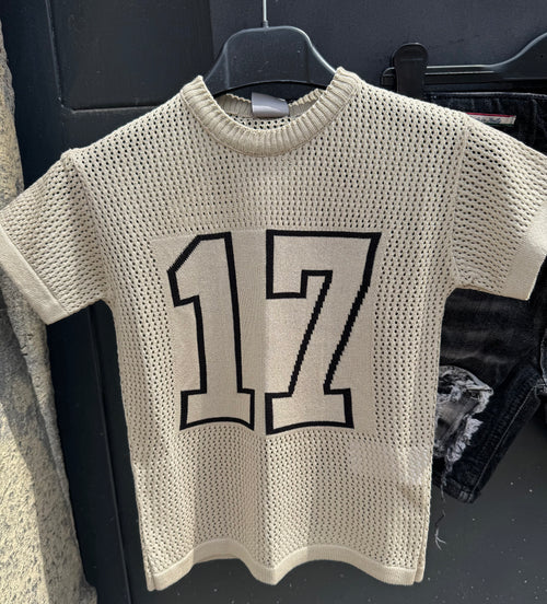 t-shirt numero beige