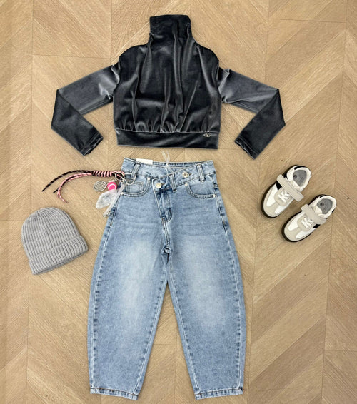 maglia crop gray