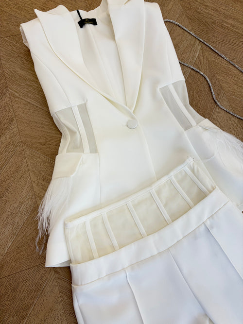 tailleur piume bianco
