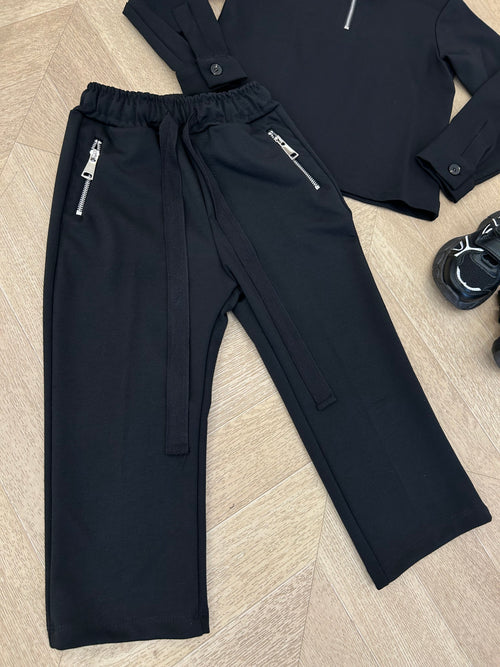 coordinato zip nero