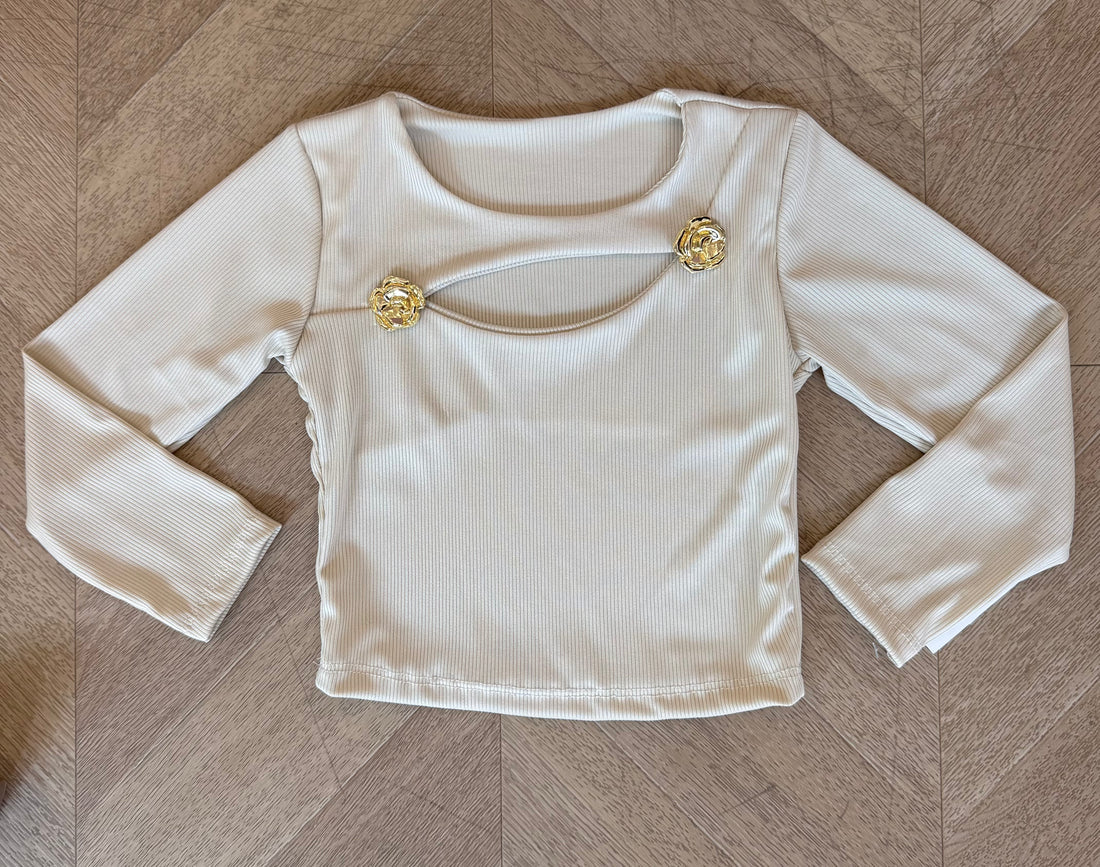 maglia con rose beige