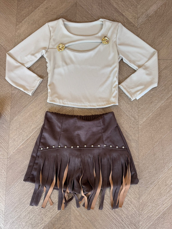 maglia con rose beige
