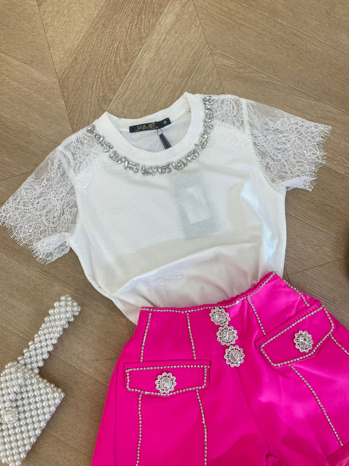 t-shirt jaime ricamo con collana