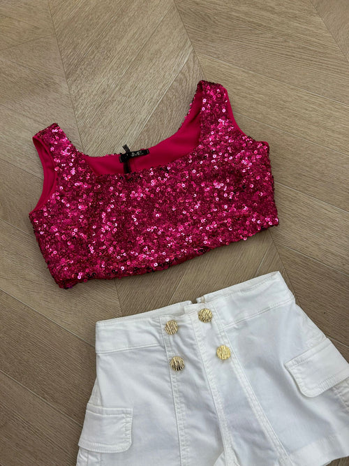 Top glitter fuxia