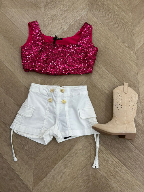 Top glitter fuxia