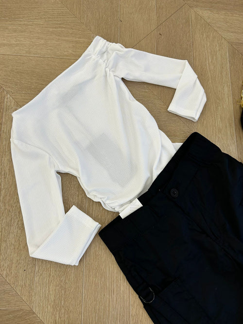 maglia monospalla bianca