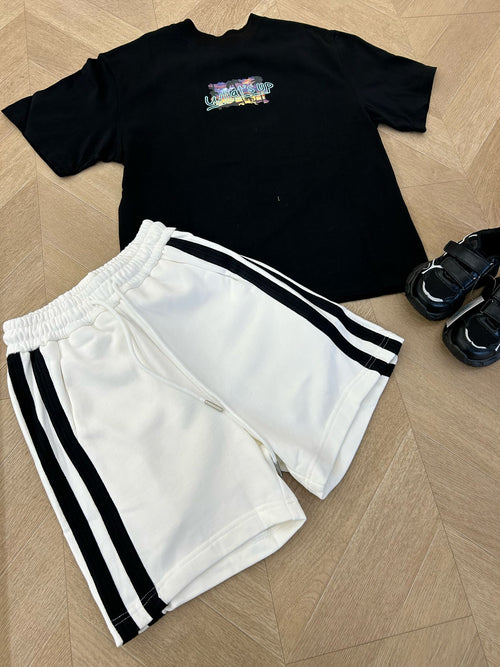 Short bianco strisce nere