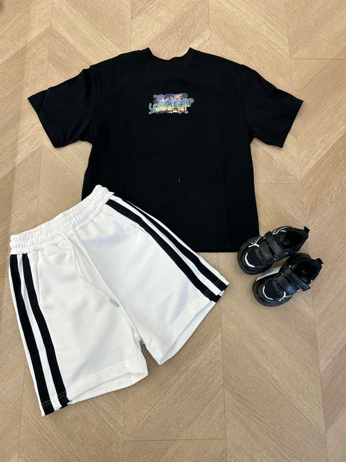 Short bianco strisce nere