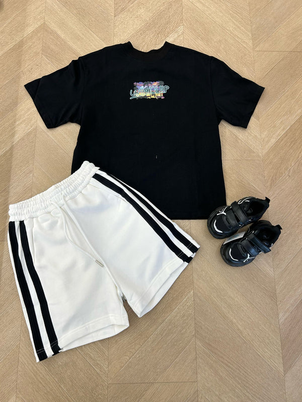 Short bianco strisce nere