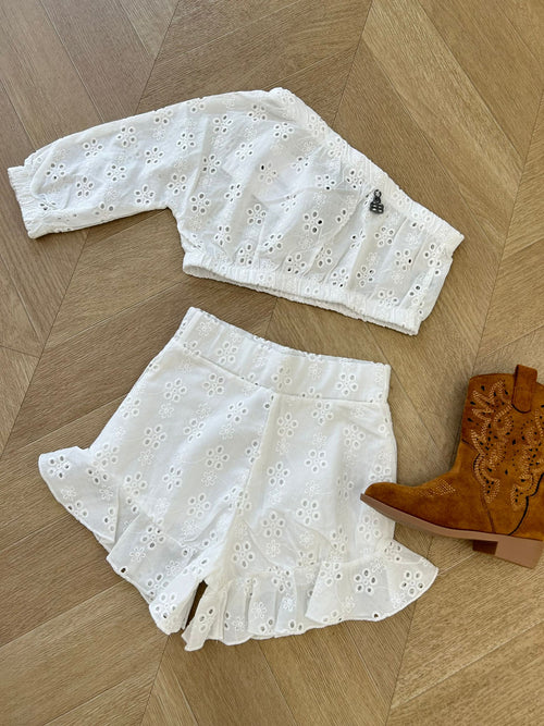 Coordinato in pizzo bianco