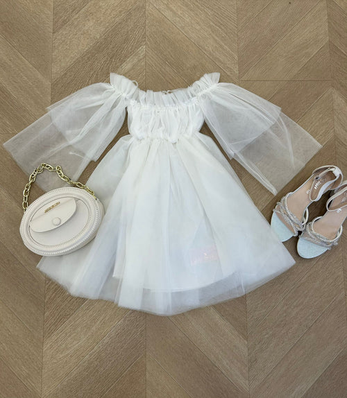 dress in tulle bianco
