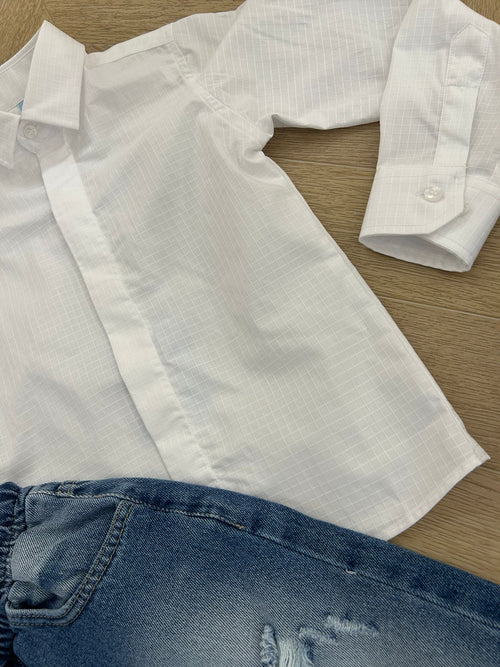 Camicia quadri bianca