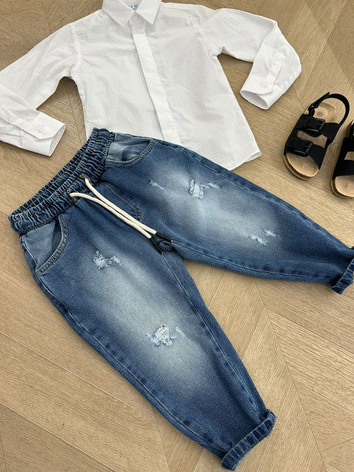 Camicia quadri bianca