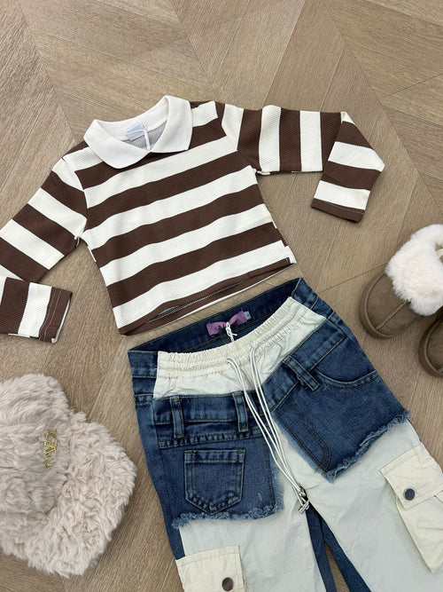polo crop marrone