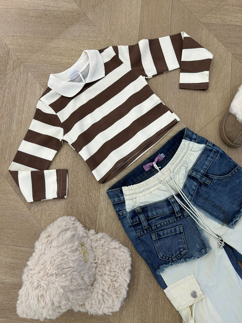 polo crop marrone