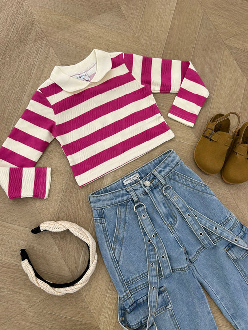 polo crop fuxia