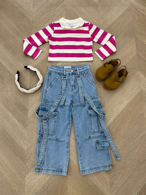 polo crop fuxia
