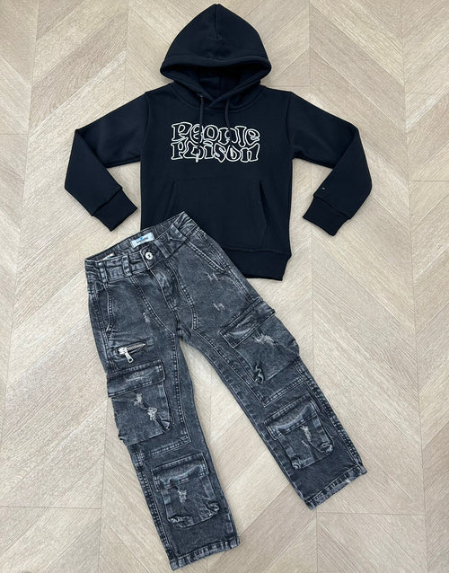 jeans zip nero
