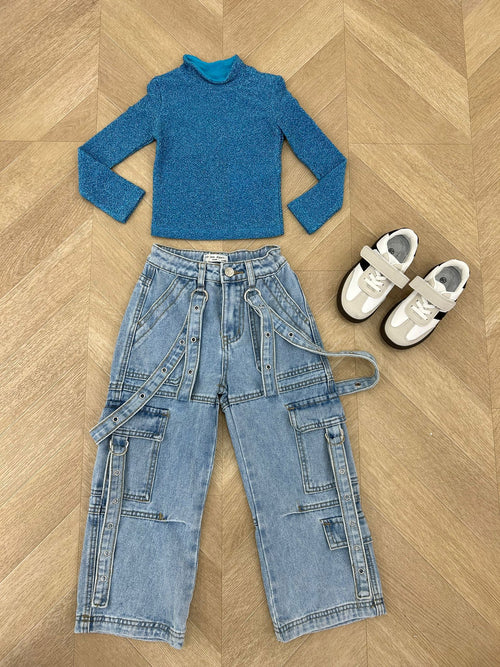 maglia brillantinata azzurra